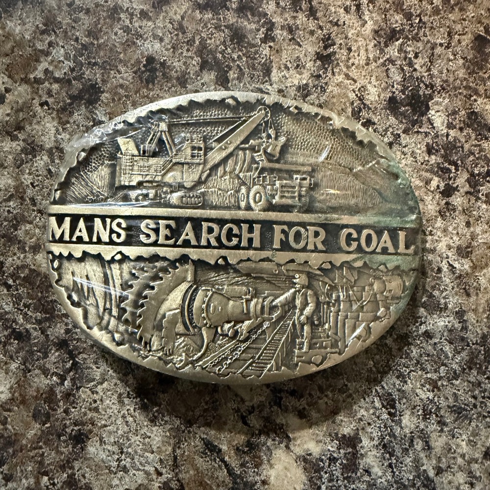 Vintage Award Design Medals Solid Brass Mans Search For Coal Mining Belt Buckle